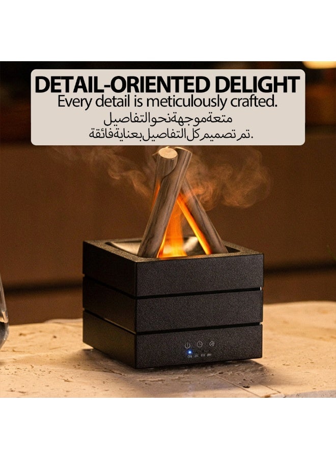 Essential Oil Diffuser, With 7 Color Flame Led Light And Remote Control, Cool Mist Humidifier，Auto Shut-Off Function With 3 Timer，550ml Black,Applicable To Home Bedroom Office - Image 3