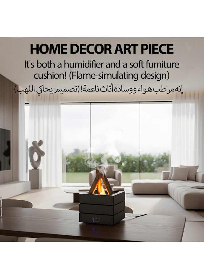 Essential Oil Diffuser, With 7 Color Flame Led Light And Remote Control, Cool Mist Humidifier，Auto Shut-Off Function With 3 Timer，550ml Black,Applicable To Home Bedroom Office - Image 5