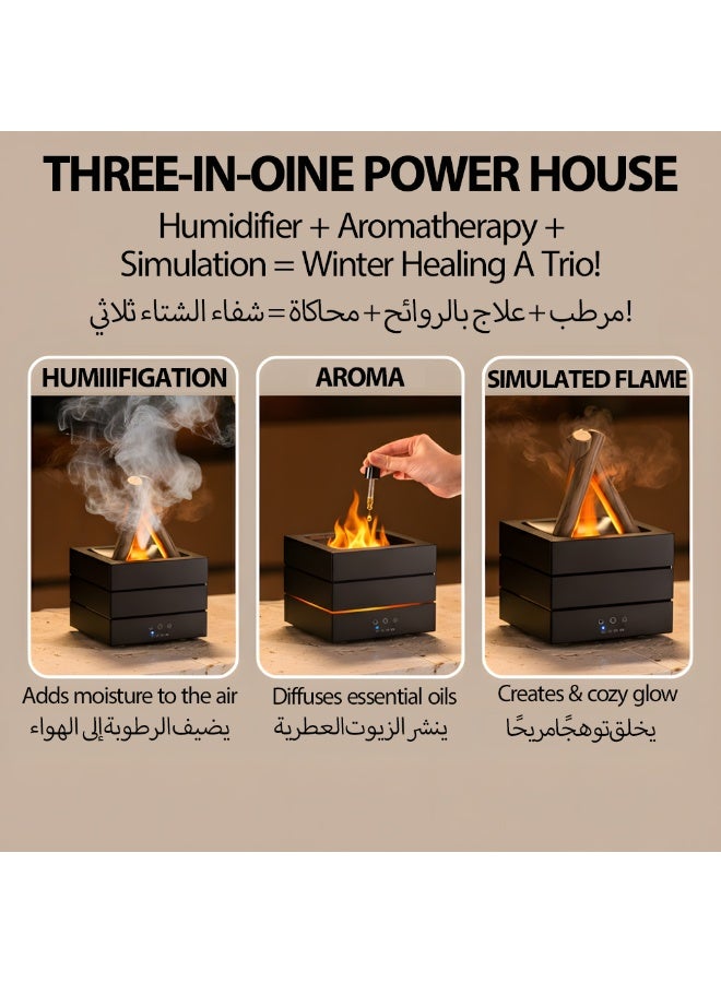 Essential Oil Diffuser, With 7 Color Flame Led Light And Remote Control, Cool Mist Humidifier，Auto Shut-Off Function With 3 Timer，550ml Black,Applicable To Home Bedroom Office - Image 4