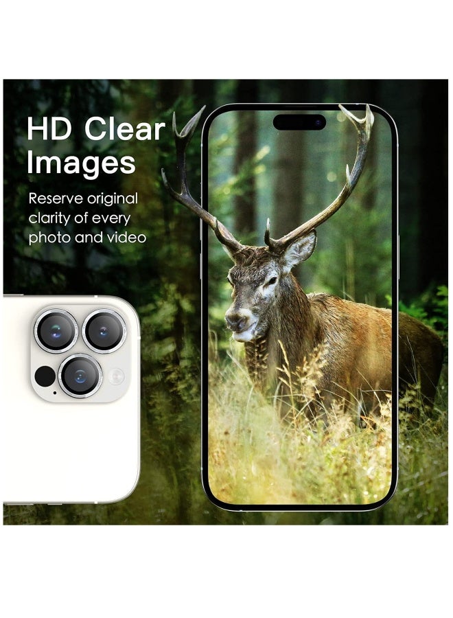 DUSALA Camera Lens for iPhone 14 Pro / 14 Pro Max Camera Lens Protector 9H Tempered Glass Camera Cover Screen Protector Metal Individual Ring Protector for iPhone 14 Pro and iPhone 14 Pro Max(White) - Image 3