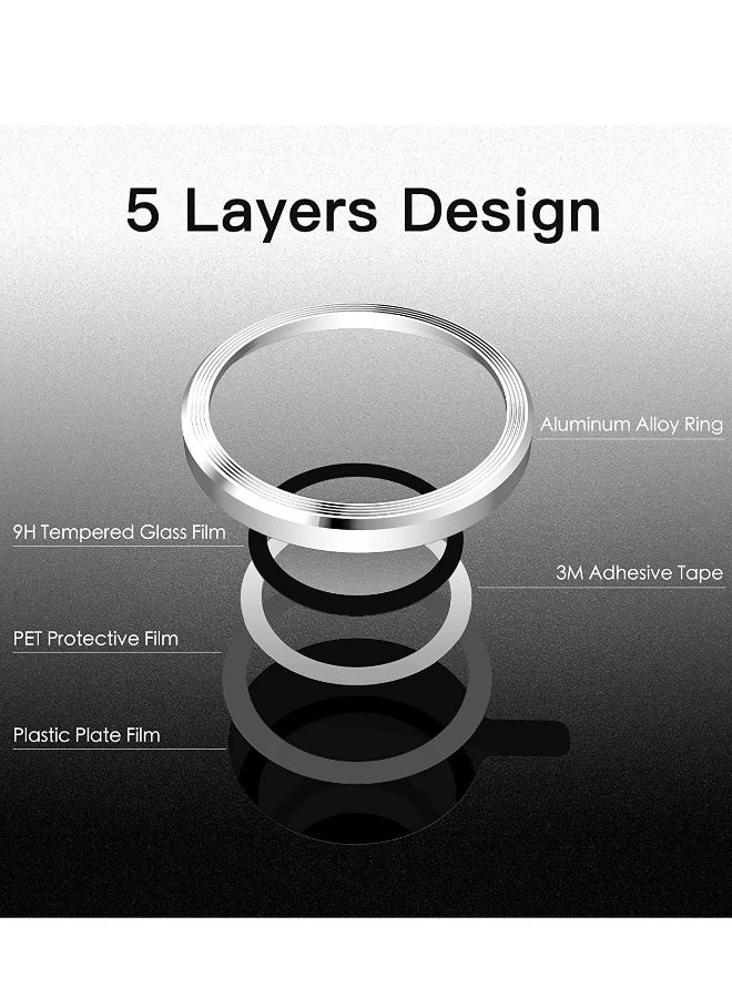DUSALA Camera Lens for iPhone 14 Pro / 14 Pro Max Camera Lens Protector 9H Tempered Glass Camera Cover Screen Protector Metal Individual Ring Protector for iPhone 14 Pro and iPhone 14 Pro Max(White) - Image 2