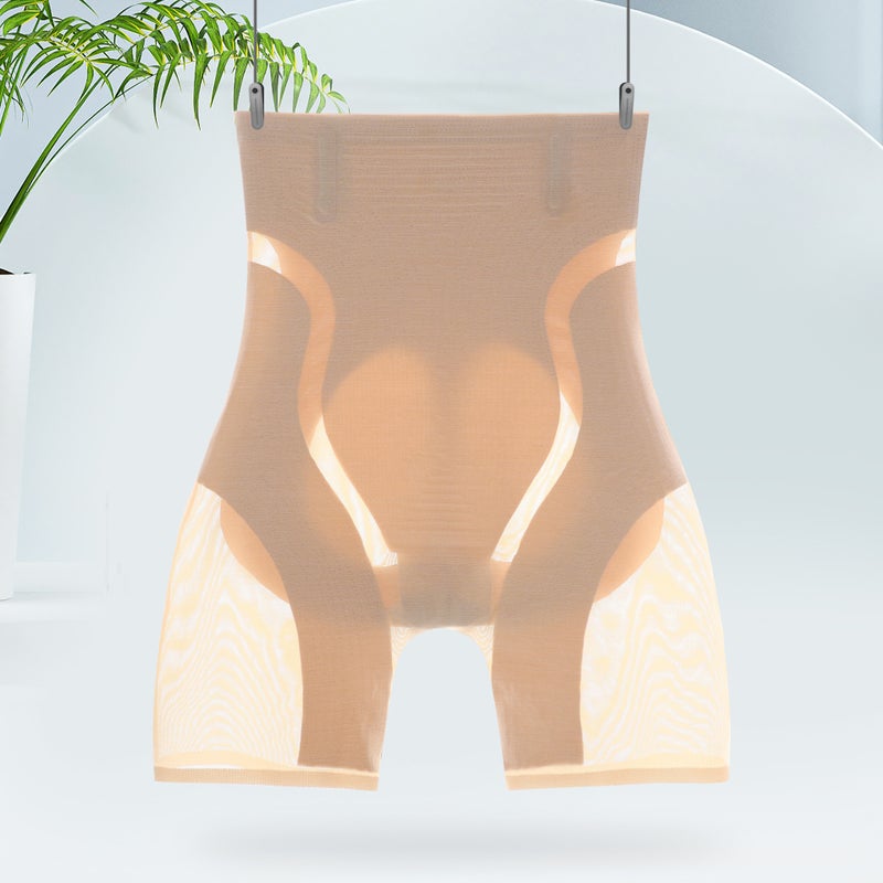 Summer High-Waist Tummy Control Slimming Panties Breathable Shapewear Apricot - Image 1