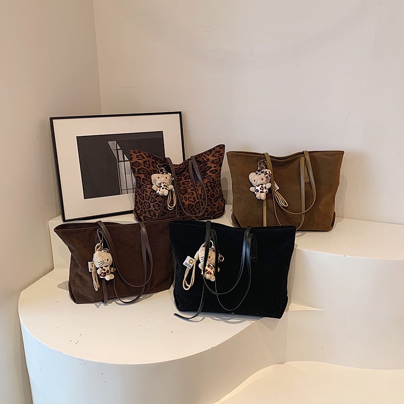 Large Capacity Leopard Print Tote Bag Women'S Autumn Vintage Casual Portable Shoulder Bag Fashionable Underarm Bag - Image 5