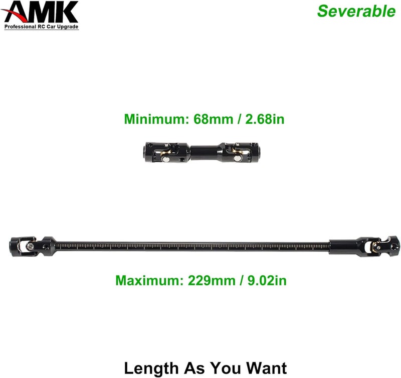 AMK 68229mm Severable Ruled SCX10 Driveshaft Stainless Steel TRX4 Drive Shaft for 110 RC Crawler Sportys Scalers GSPEED Axial Capra UTB10 Pro Upgrades DIY LCG Rig 2Pcs Black - Image 4