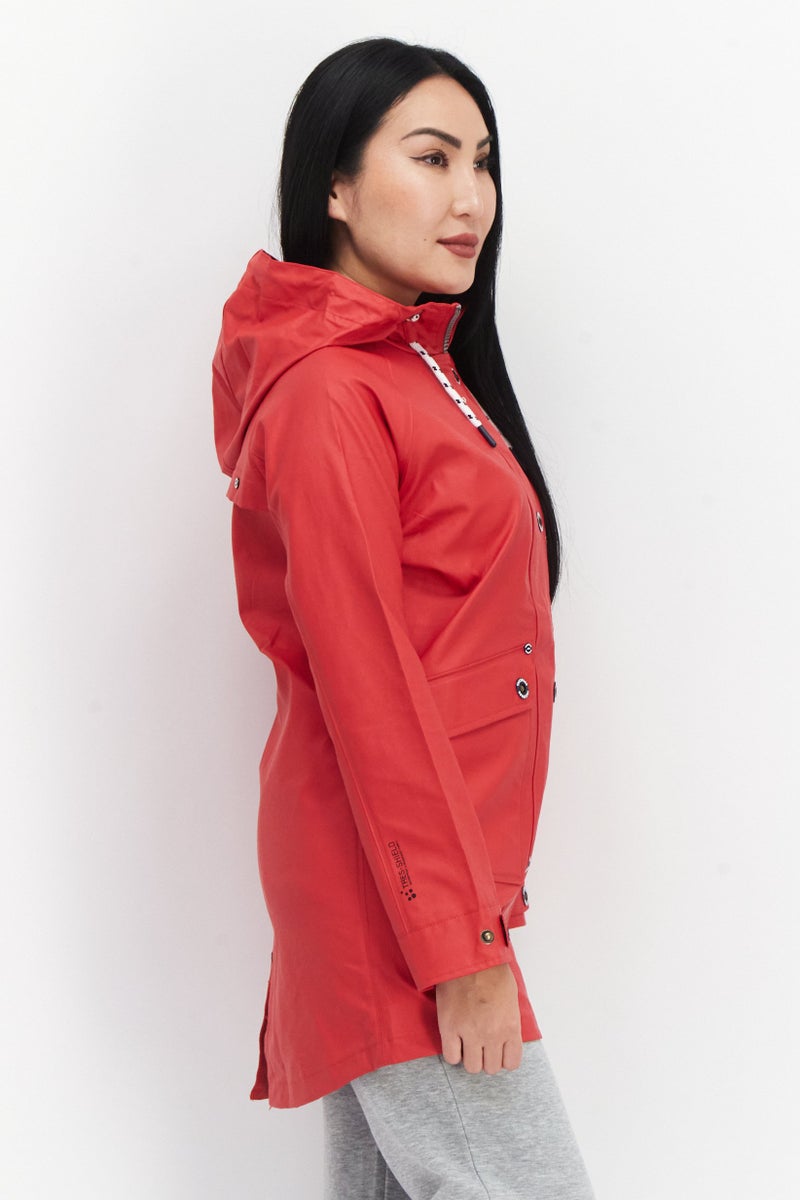 Trespass Women Plain Hooded Rain Coat, Red - Image 3