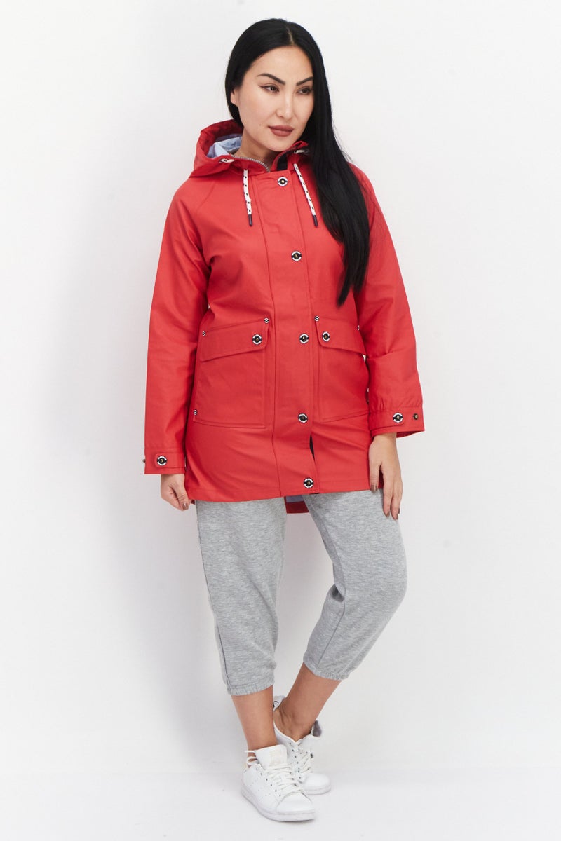 Trespass Women Plain Hooded Rain Coat, Red - Image 4