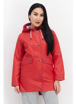 Trespass Women Plain Hooded Rain Coat, Red  - Image 1