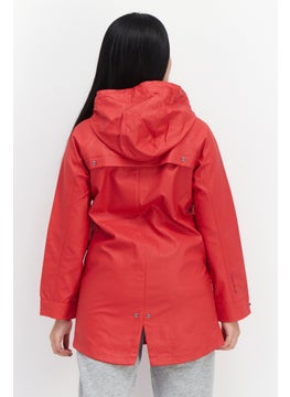 Trespass Women Plain Hooded Rain Coat, Red  - Image 2