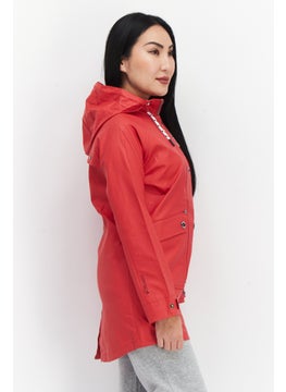 Trespass Women Plain Hooded Rain Coat, Red  - Image 3