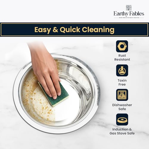 Earthy Fables Stainless Steel Tope/Patila/Bhogona/Tapeli for Milk, Boiling – 0.8kg, Heaviest in Class, Better Nutrition & Heat Distribution, Uses Less Oil & Gas, Stove & Induction Bottom,16cm, 1.5 L - Image 5