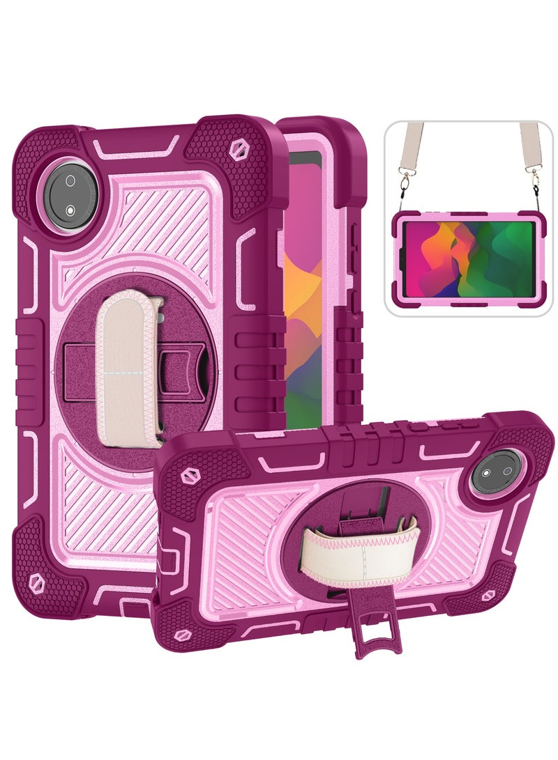 general Case Compatible with Xiaomi Redmi Pad SE 8.7 Inch (2024), 3 In 1 Hybrid Shockproof Silicone Protective Tablet Cover with Stand and Shoulder Strap