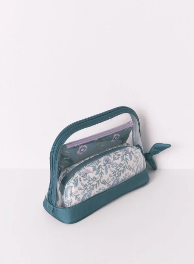women'secret Pack Of 3 Green Printed Toiletry Bags