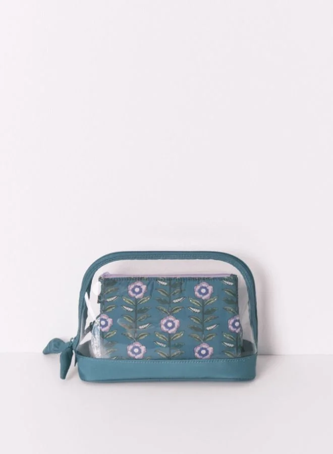 women'secret Pack Of 3 Green Printed Toiletry Bags