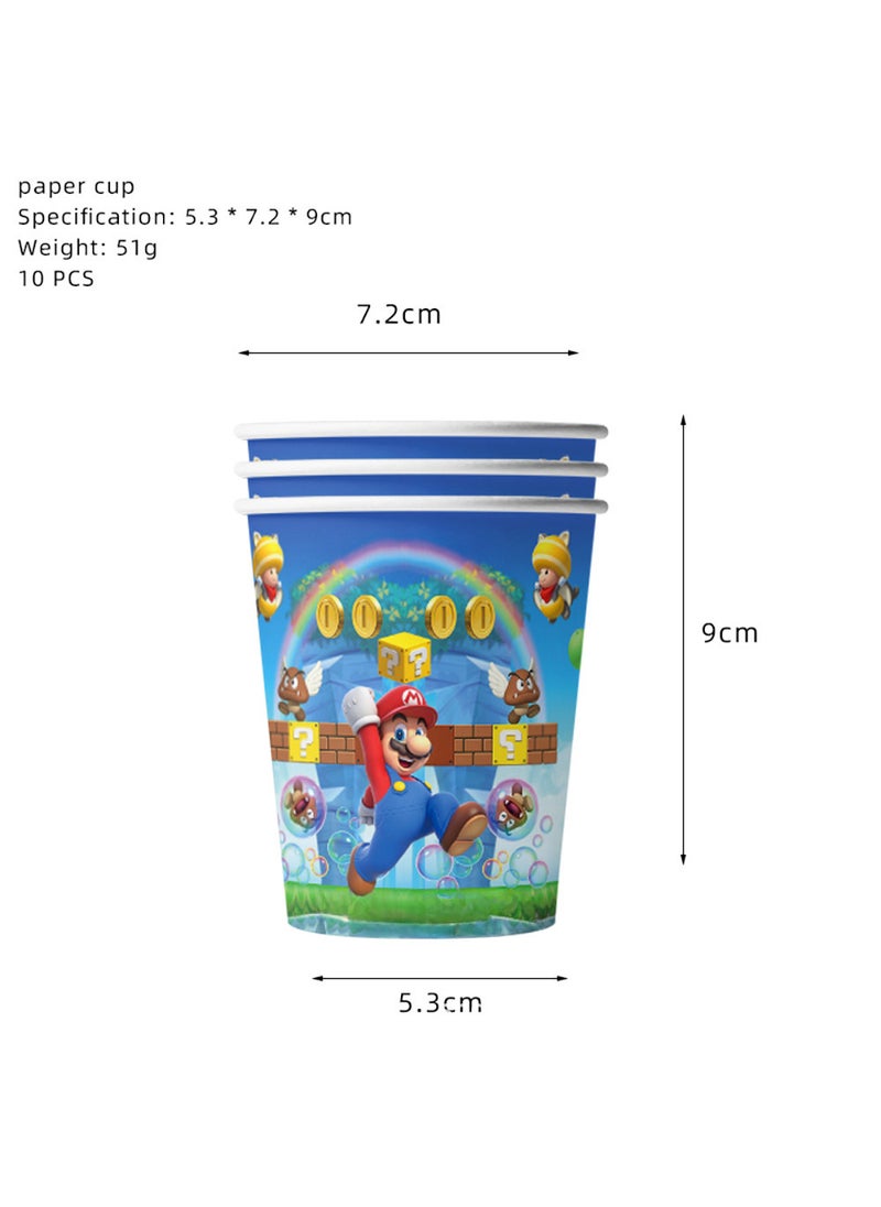 Generic New Blue Mario Theme Birthday Party Decor Paper Cup 10p-Blue Mario 