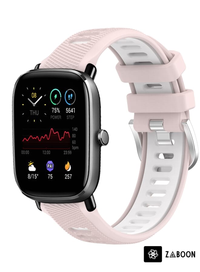 Zaboon Amazfit GTS 4 Mini 22mm Cross Texture Two Color Silicone Steel Buckle Watch Band - Image 1