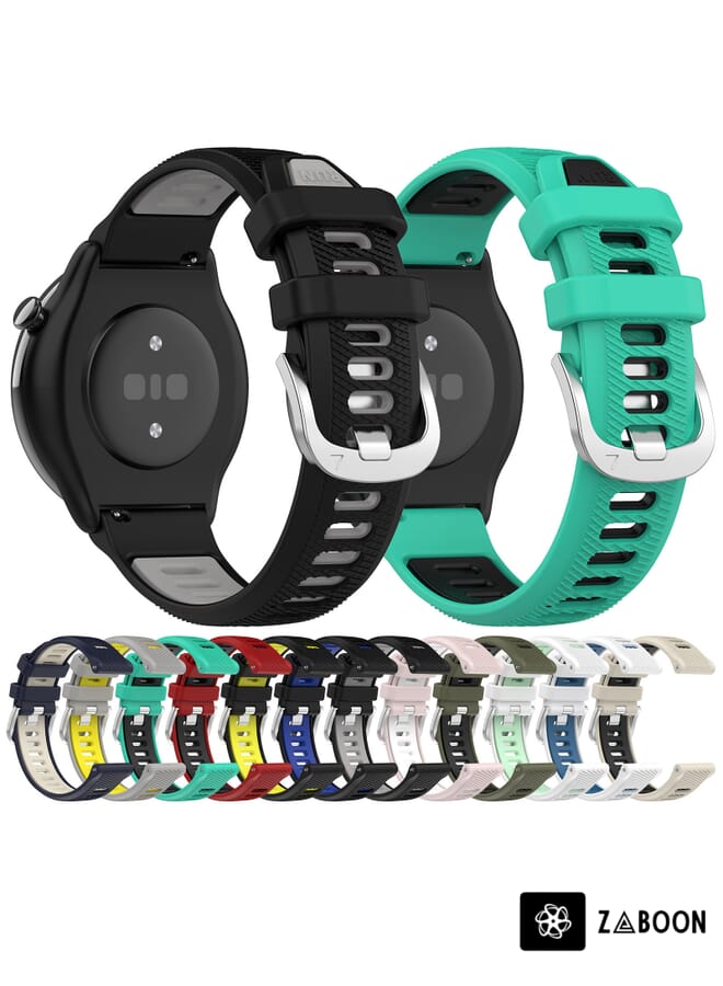 Zaboon Amazfit GTS 4 Mini 22mm Cross Texture Two Color Silicone Steel Buckle Watch Band - Image 3