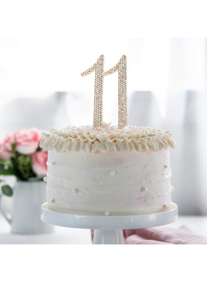 Hatcher lee Bling Crystal Rhinestone 11 Birthday Cake Topper - Best Keepsake | 11th Party Decorations Gold - Image 4