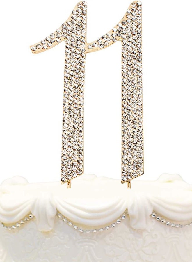 Hatcher lee Bling Crystal Rhinestone 11 Birthday Cake Topper - Best Keepsake | 11th Party Decorations Gold - Image 1