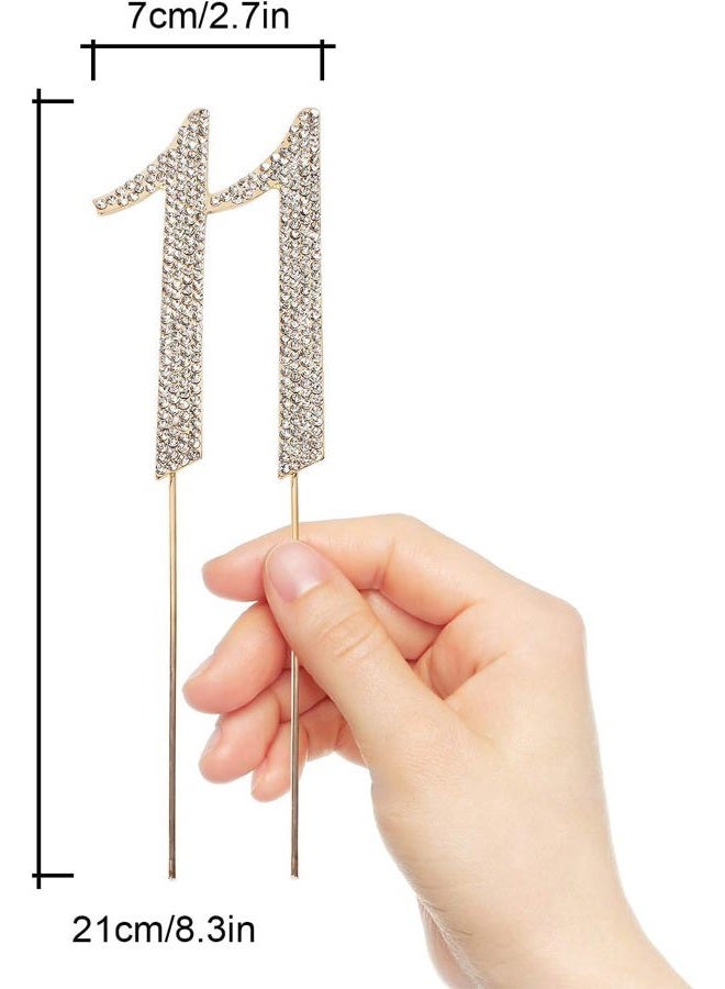 Hatcher lee Bling Crystal Rhinestone 11 Birthday Cake Topper - Best Keepsake | 11th Party Decorations Gold - Image 2
