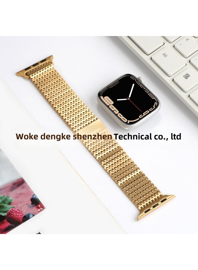 Suitable For Apple Watch Stainless Steel Domino Magnetic Loop Metal Strap Apple Watch8/SE/76-Color:42/44/45/46/49mm Silver  - Image 4