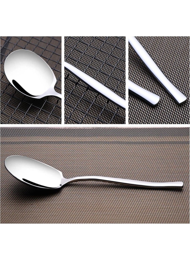ديوتي طقم ملاعق تقديم من الفولاذ المقاوم للصدأ، مكون من 4 قطع، مع لمسة نهائية عاكسة، متينة وآمنة للاستخدام في غسالة الأطباق. - Image 2