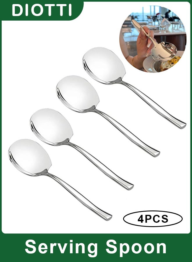 ديوتي طقم ملاعق تقديم من الفولاذ المقاوم للصدأ، مكون من 4 قطع، مع لمسة نهائية عاكسة، متينة وآمنة للاستخدام في غسالة الأطباق. - Image 1