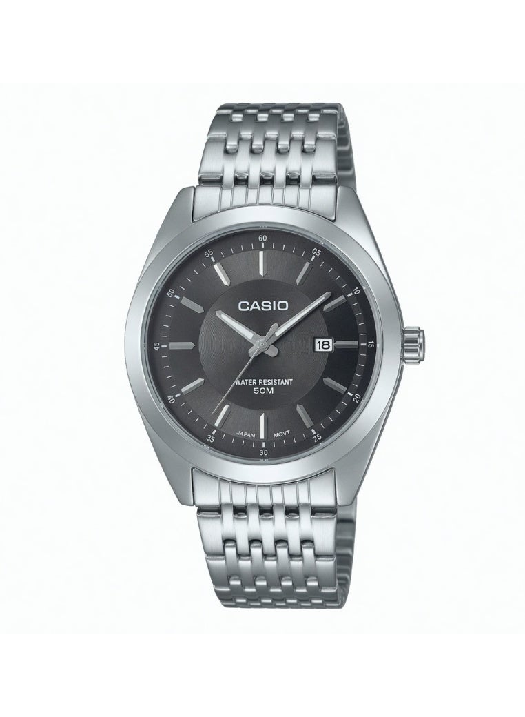 Casio Men's Classic Analog Watch - Black Sunray Dial, Stainless Steel Jubilee Style Band - MTP-1302D-1A1