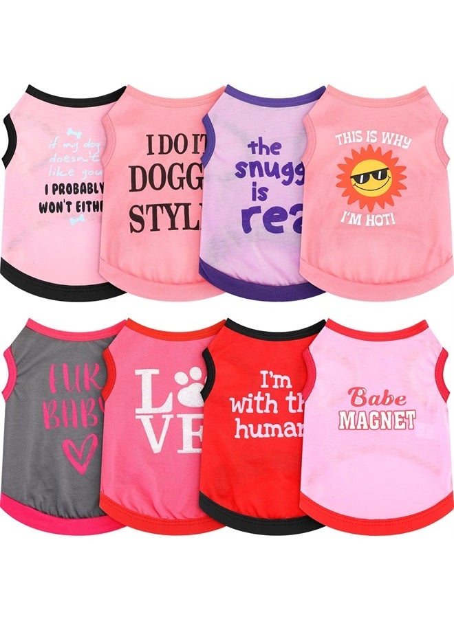 Reginary 8 Pieces Pet Shirts Printed Puppy Shirts Soft Dog Shirt Pullover Dog T Shirts Cute Dog Sweatshirts Valentine's Day Puppy Girl Clothes Dog Outfits Small Dog for Pet Dogs Cats (Size S  - Image 1