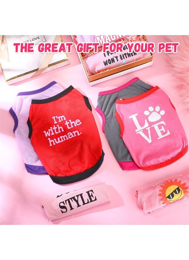 Reginary 8 Pieces Pet Shirts Printed Puppy Shirts Soft Dog Shirt Pullover Dog T Shirts Cute Dog Sweatshirts Valentine's Day Puppy Girl Clothes Dog Outfits Small Dog for Pet Dogs Cats (Size S  - Image 5