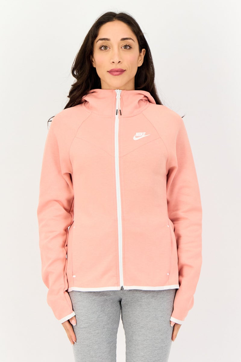 Nike Women Standard Fit Long Sleeve Outdoor Hoodie, Peach - Image 1