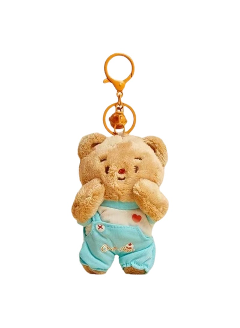 Cute Plush Keychain, Bear Doll Gift Pendant, Bag Accessories Decoration (Brown Bear Bib) - Image 1