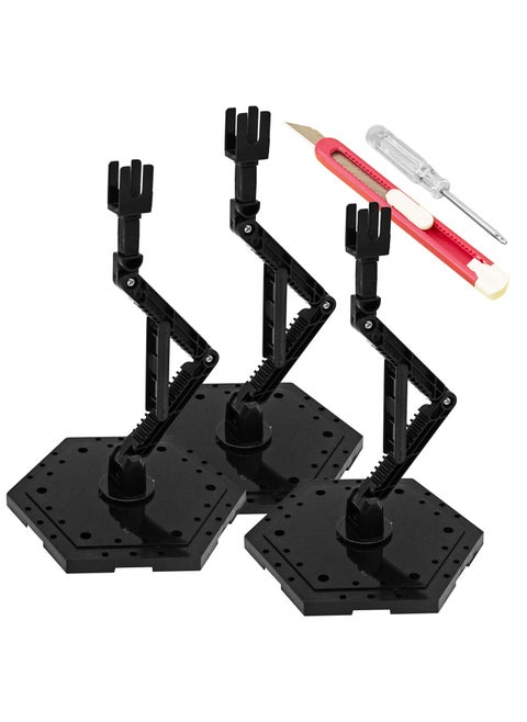 TWKUPWO Hobby Model Action Base Display Stand Gundam Model Stand Action Figure Stand Compatible with MG RG HG Universal Models Stand 3sets Black