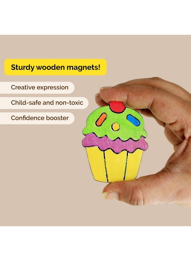 shumee Paint Your Own Wooden Magnets Kit- Dessert Themed for Kids (6+ Years) | 6 Pcs, 6 Colors & Brush- Painting kit | Art & Craft Colouring Kit | Non-Toxic & Safe - Image 4