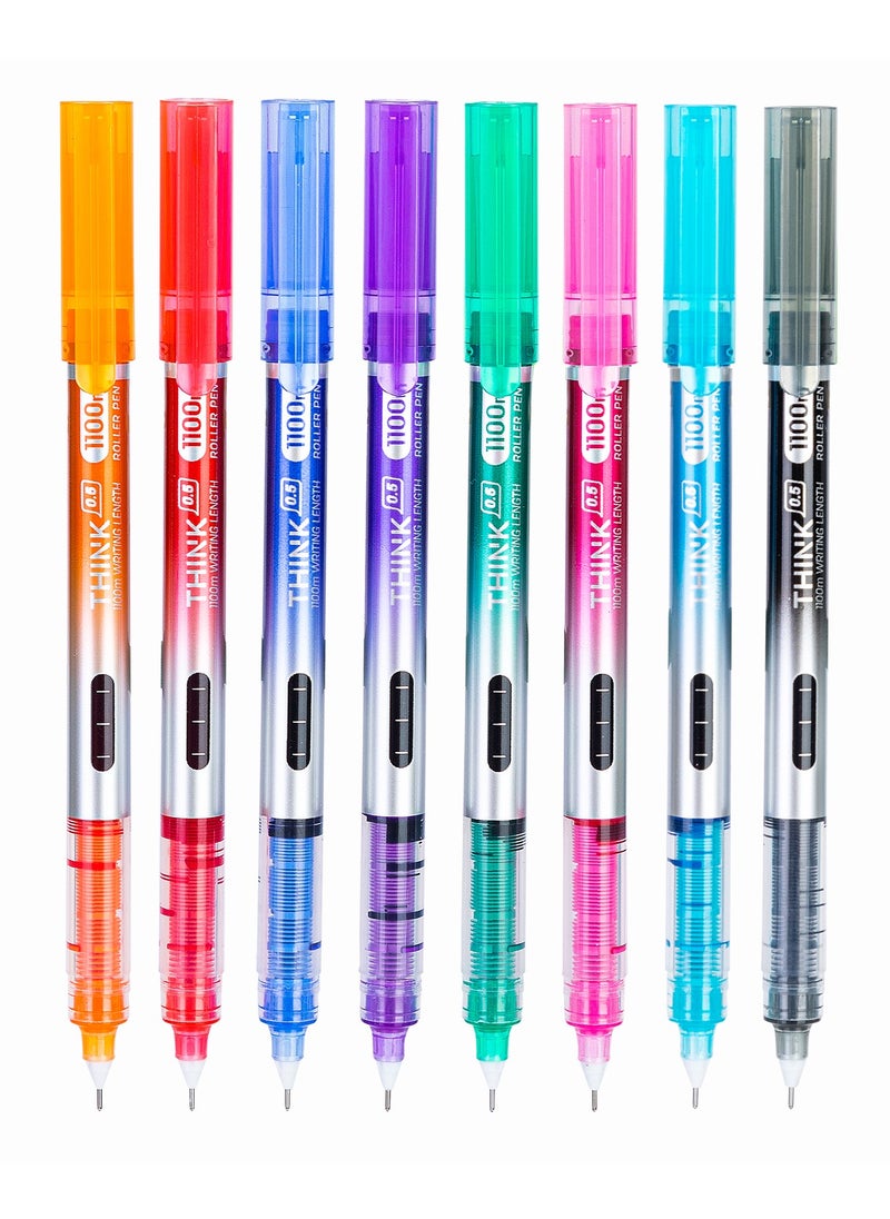 Deli Deli EQ300-8C Smooth Writing Roller Pen, 8 Assorted Colors, 0.5mm Needle Tip, 1100m Ink Capacity – Great for Note-Taking & Creative Work  - Image 1