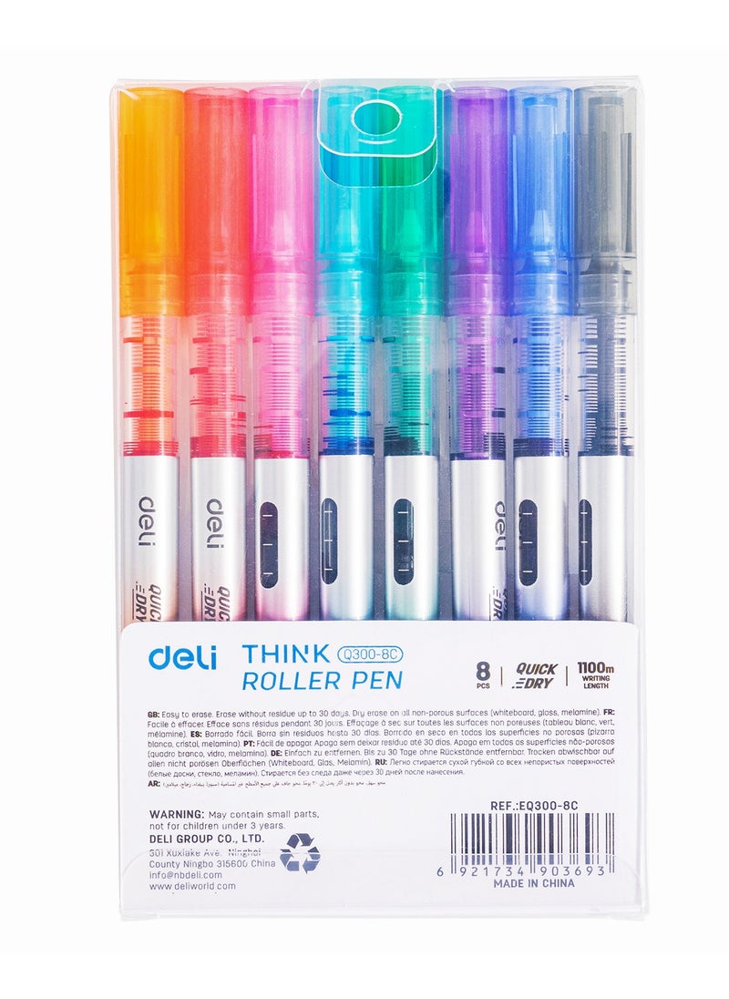 Deli Deli EQ300-8C Smooth Writing Roller Pen, 8 Assorted Colors, 0.5mm Needle Tip, 1100m Ink Capacity – Great for Note-Taking & Creative Work  - Image 4