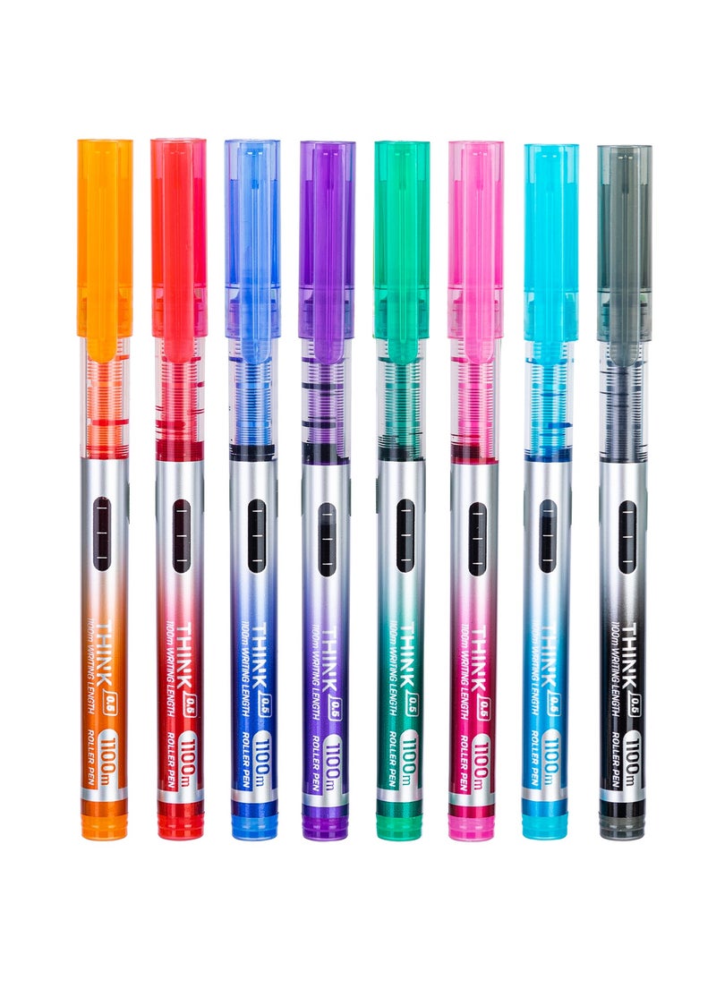 Deli Deli EQ300-8C Smooth Writing Roller Pen, 8 Assorted Colors, 0.5mm Needle Tip, 1100m Ink Capacity – Great for Note-Taking & Creative Work  - Image 2