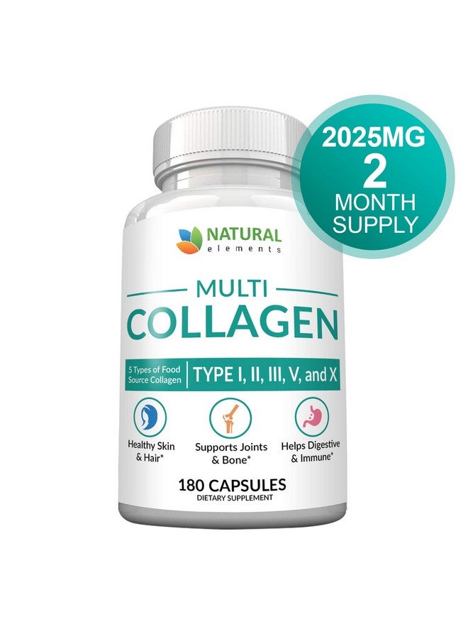 natural elements Multi Collagen Protein Capsules 180 Collagen Capsules Type I Ii Iii V X Collagen Pills Proprietary Blend Of Eggshell Chicken Wild Fish & Grassfed Beef Collagen Peptides 2025Mg Per Serv - Image 3