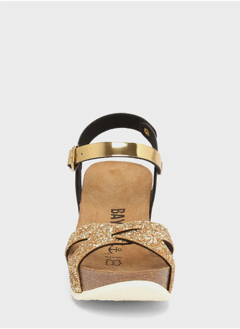 BAYTON Venus Strappy Mid Heel Wedges