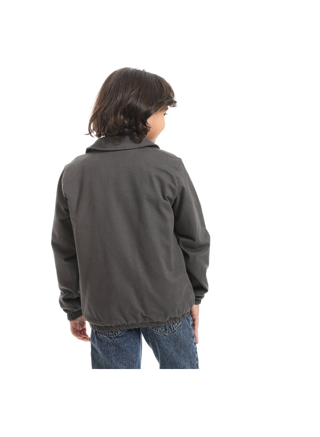 Andora A formal Sleek And Edgy Turned Down Collar Gabardine Winter Jacket _ Dark Grey - Image 5