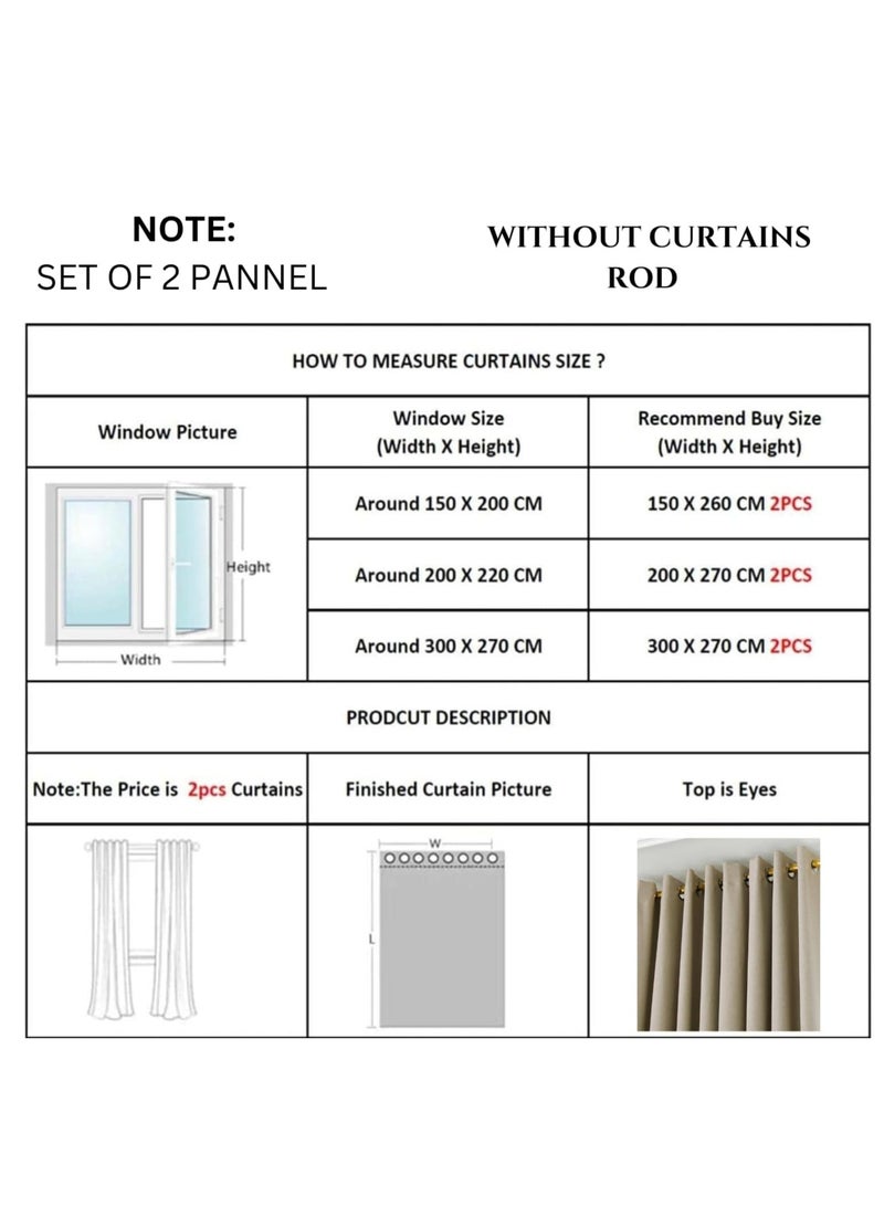 Umeema Blackout Window and Door Curtains for Bedroom, Living room with Grommet Top (Width 150cm and Length 270cm) Two pieces set. (Cream)  - Image 4
