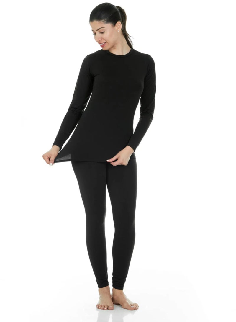 Women's Thermal Underwear Set Long Johns Women's Soft Thermal Underwear Base Pajamas Set Cold Weather - White - Image 3