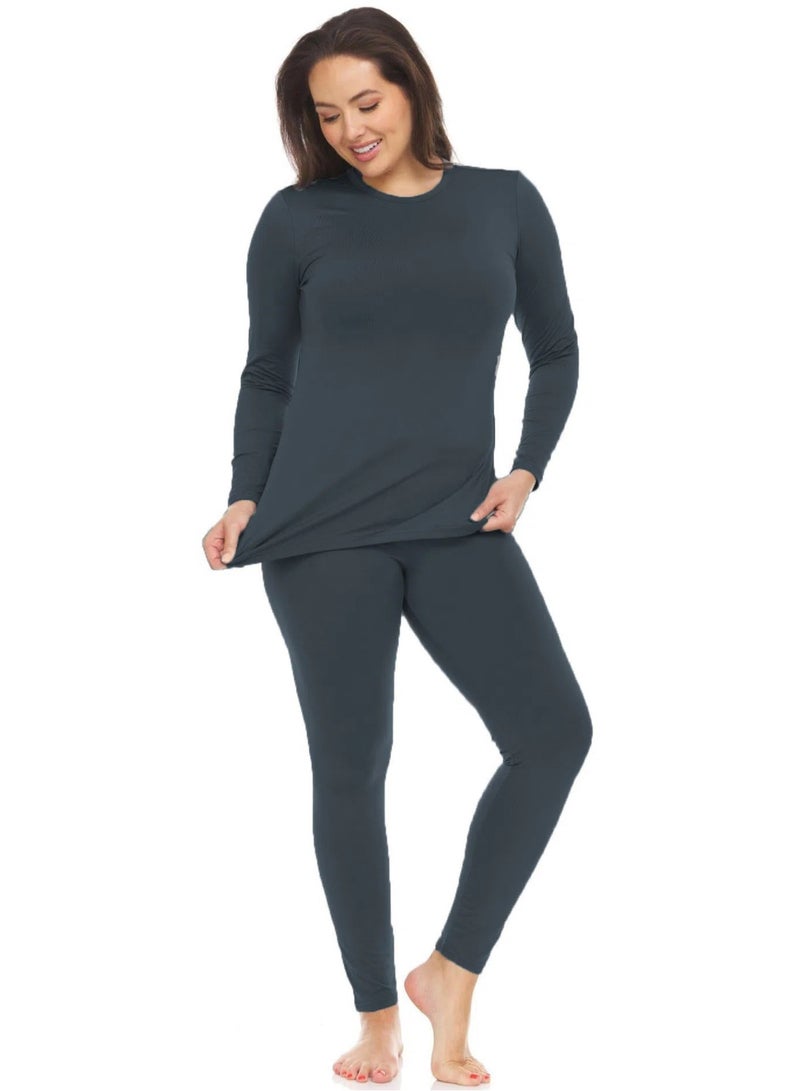 Women's Thermal Underwear Set Long Johns Women's Soft Thermal Underwear Base Pajamas Set Cold Weather - White - Image 4