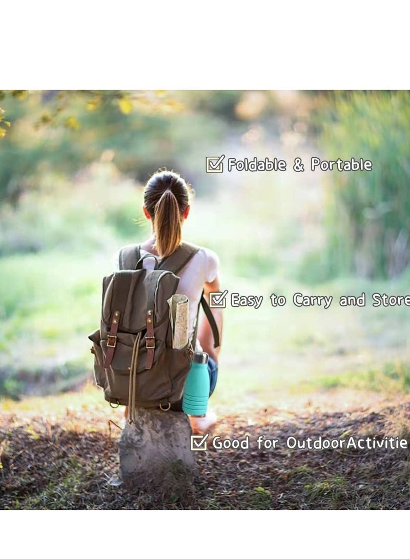 SYOSI 1 Pack Collapsible Silicone Water Bottle Reuseable Foldable Water Bottle Travel Sport Water Bottle, Portable Water Bottle with Carabiner BPA Freee Leak proof for Travel Camping Hiking Gym 18oz 550ml  - Image 4