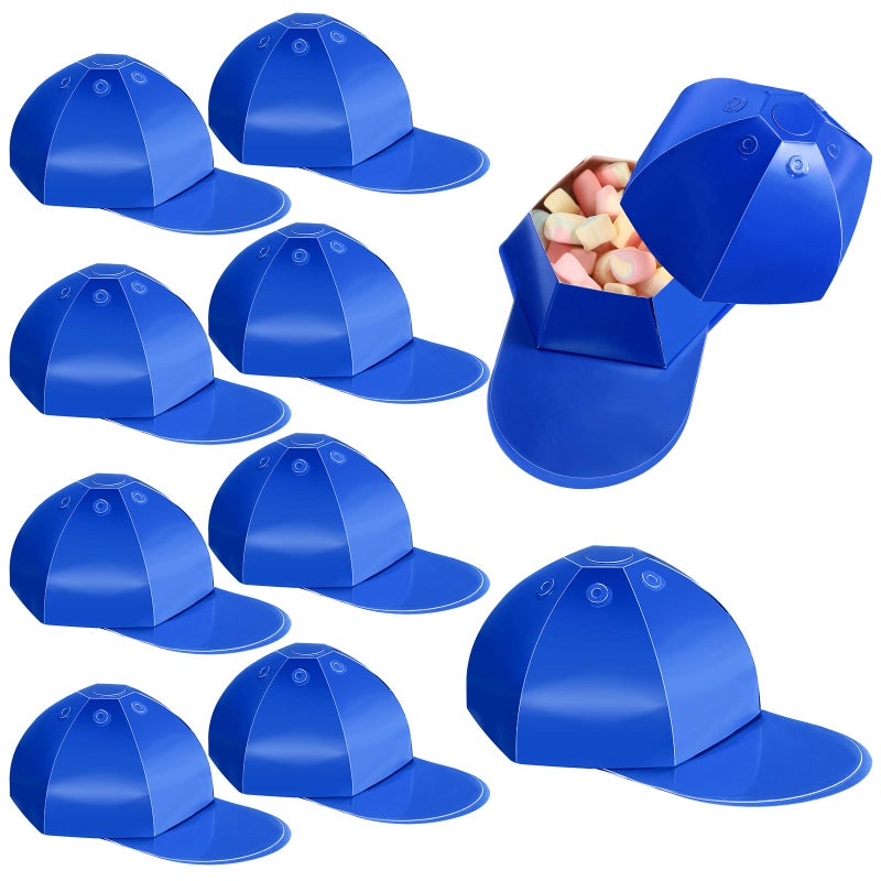 MotiMind 9 Pcs Baseball Cap Gift Box Hat Baseball Shaped Box Party Favor Cardstock Cardboard for Candy Snack Goody Father Day(Blue) - Image 1
