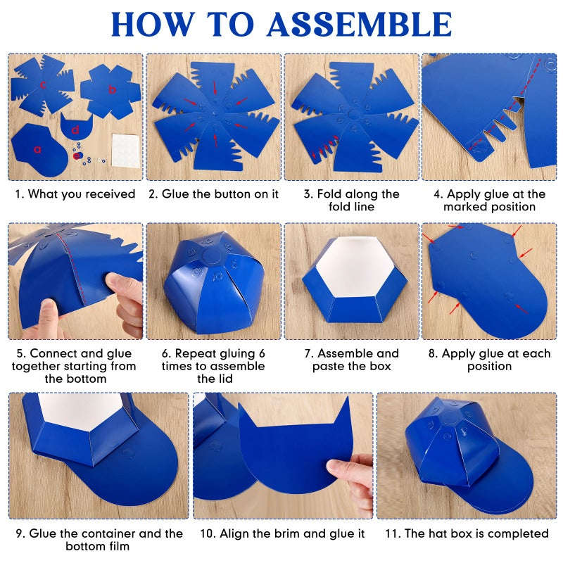 MotiMind 9 Pcs Baseball Cap Gift Box Hat Baseball Shaped Box Party Favor Cardstock Cardboard for Candy Snack Goody Father Day(Blue) - Image 2