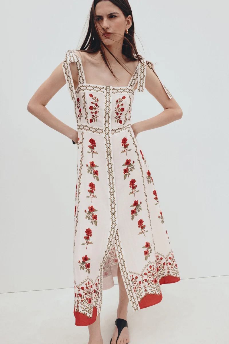 Tie-strap viscose-blend dress