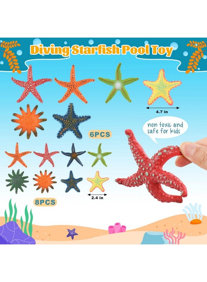 ZAUGONTW 14 Pieces Diving Starfish Pool Toy, Colorful Starfish Set Summer Swimming Diving Toys Set, Starfish Sea Animals Set, Dive Throw Toy Set Underwater Swimming Toy - Image 2