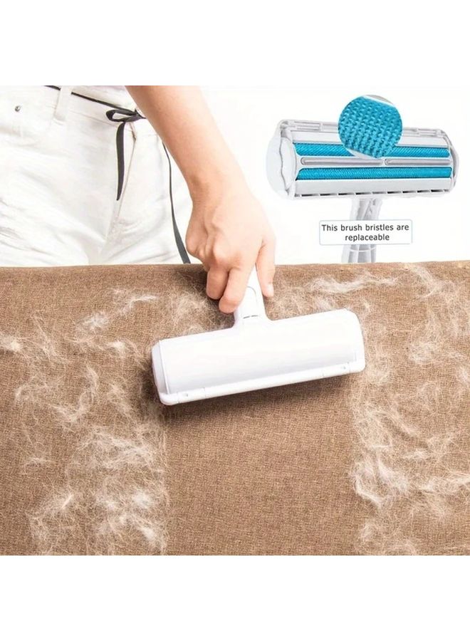 مزيل شعر الحيوانات الأليفة ثنائي الاتجاه بالأبيض والأزرق لإزالة فراء الكلاب والقطط عن الأثاث والملابس - Image 1