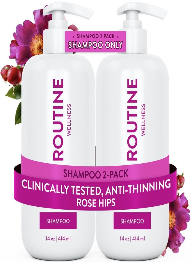 Routine Wellness Anti-Thinning Shampoo for Thinning Hair - Biotin DHT Blocker Women & Men - Color Safe Shampoo for Hair Loss & Healthy Hair - Rose Hips 14oz (Pack of 2) - Image 1