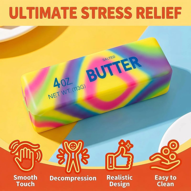 NYVIO Rainbow Butter Squishy Toy - Realistic Slow Rising Stress Relief Squeeze Toy - Image 2